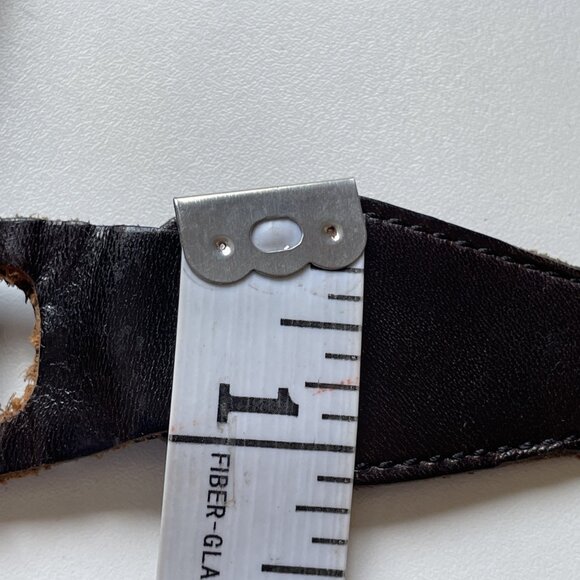 Vintage 80s RITZ Loop Link Belt Women's Medium Dark Brown Leather Covered Buckle - Picture 11 of 11
